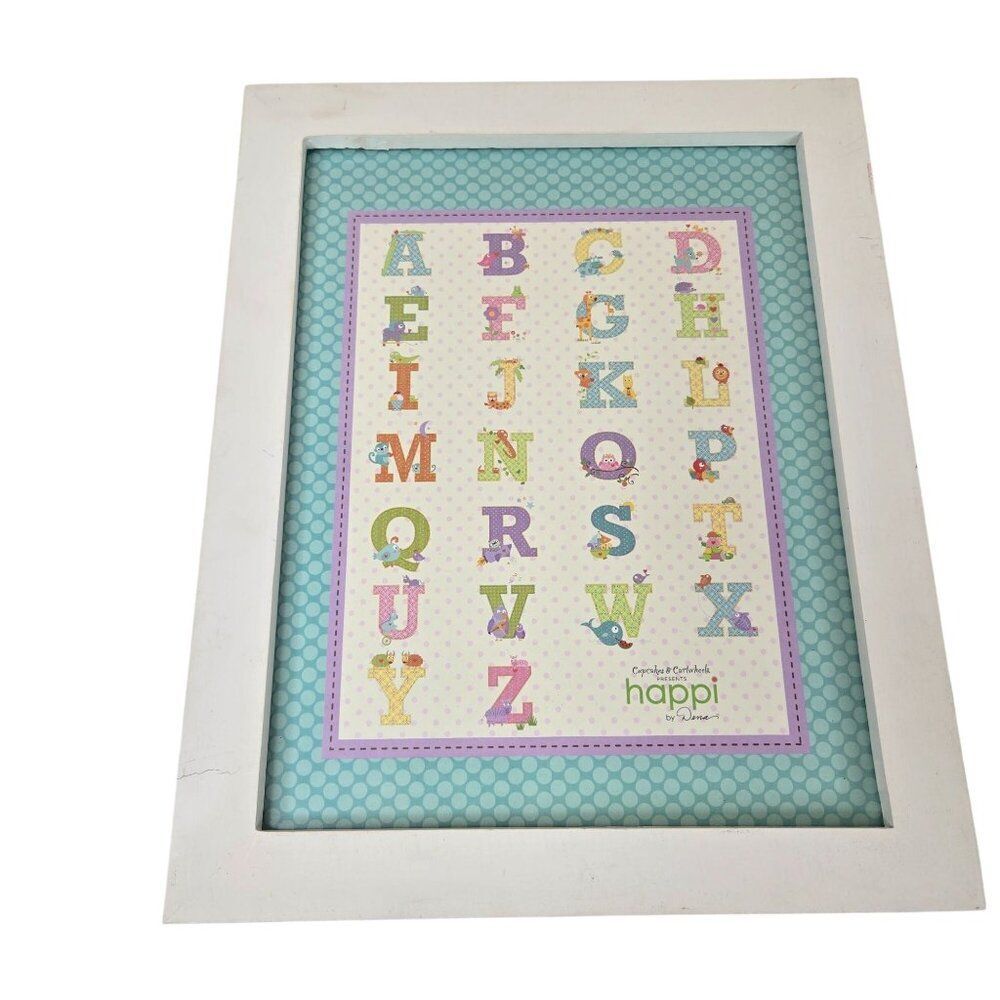 Cupcakes and Cartwheels Alphabet Nursery Art Wall Hanging Framed Picture Happi